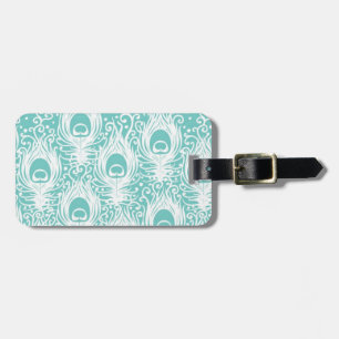 Soft peacock feathers luggage tag