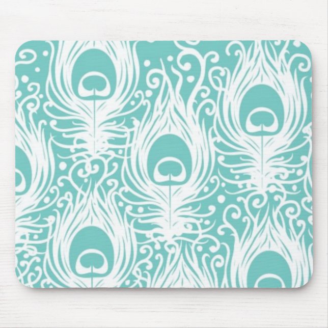 Soft peacock feathers mouse mat (Front)