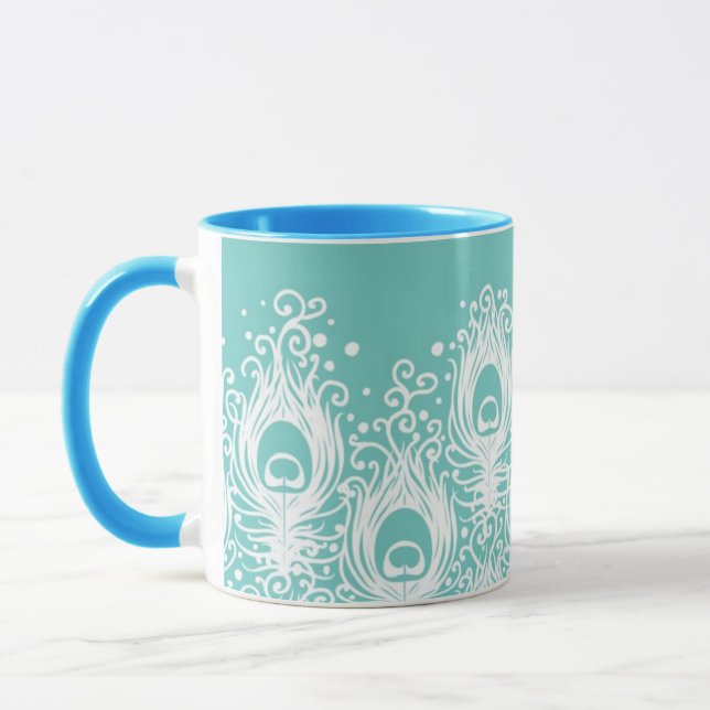 Soft peacock feathers mug (Left)