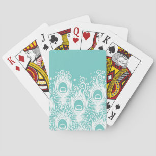 Soft peacock feathers playing cards