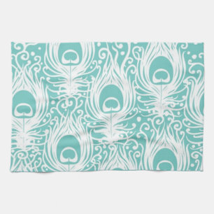Soft peacock feathers tea towel