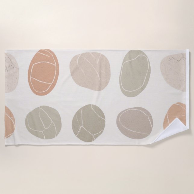 Soft Pebbles Grid Towel – Earthy Calm for Everyday (Front)