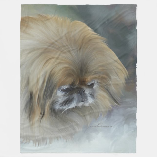 Soft Pekingese Fleece Blanket (Front)
