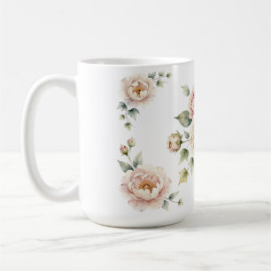 Soft Peony Bouquet Watercolor Elegance Coffee Mug