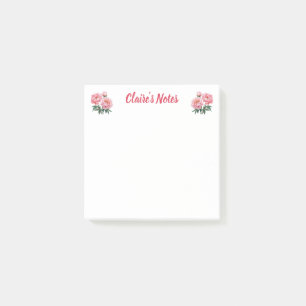 Soft Peony Floral Name Post-it Notes