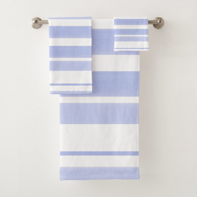 Soft Periwinkle White Stripes Bath Towel Set (Insitu)