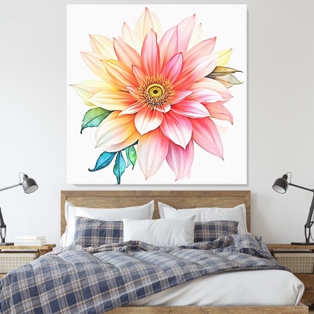 Soft Petal Abstract Bloom Design Canvas Print (Insitu(Bedroom))