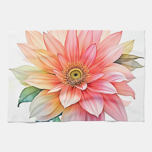 Soft Petal Abstract Bloom Design Tea Towel (Horizontal)