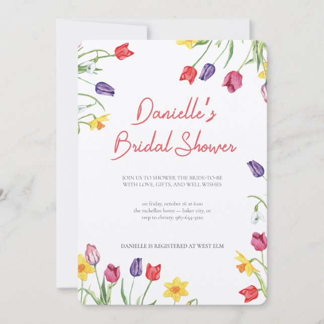 Soft Petal Rain Bridal Shower Invitation (Front)
