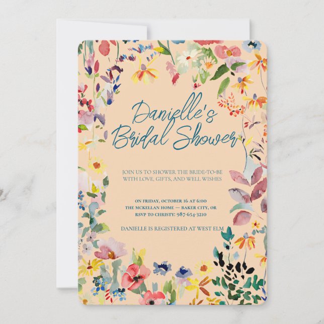 Soft Petal Rain Bridal Shower Invitation (Front)