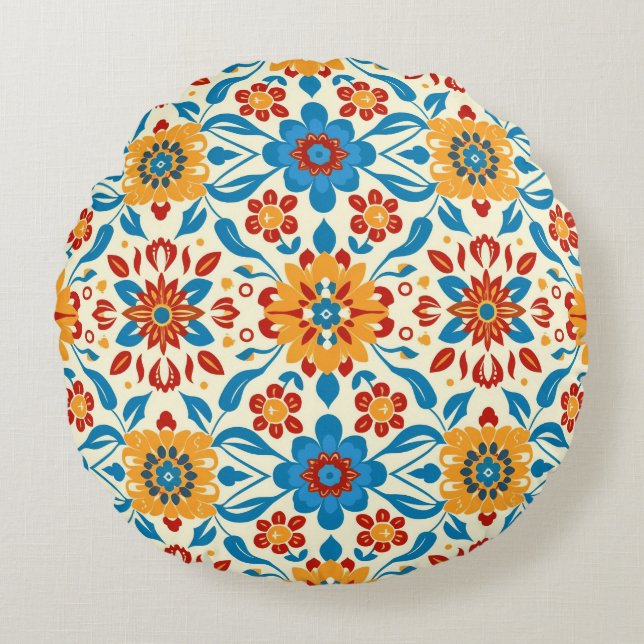 Soft Petal Whispers Round Pillow (Front)