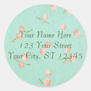 Soft Petals Peach & Aqua Classic Round Sticker
