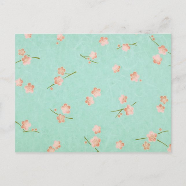 Soft Petals Peach & Aqua Postcard (Front)