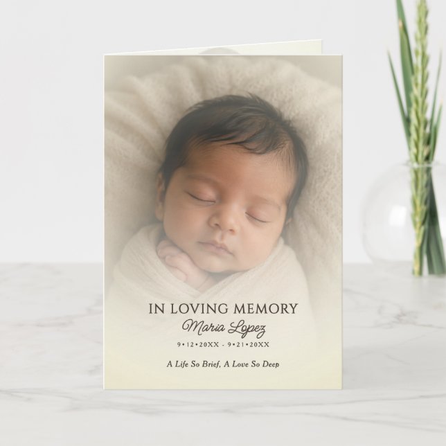 Soft Photo & Angel Baby Funeral/Memorial Folded Programme (Front)