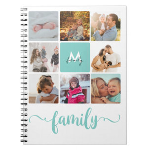 Soft Photo Collage Inspiring Family Diary Monogram Notebook