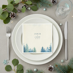 Soft pine trees wedding napkin