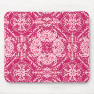 Soft Pink Abstract Floral Mandala Pattern Mouse Mat