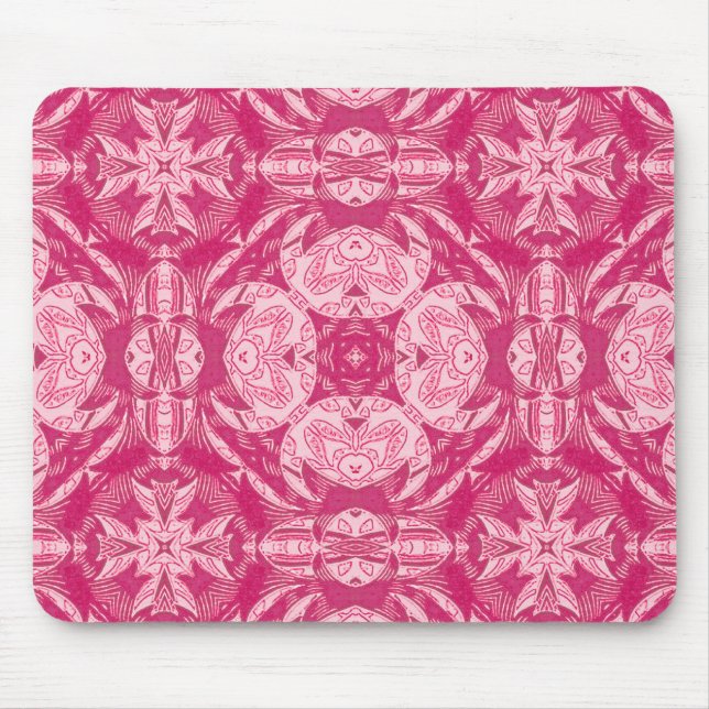 Soft Pink Abstract Floral Mandala Pattern  Mouse Mat (Front)