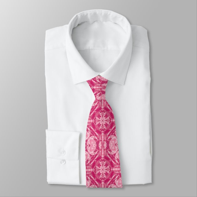 Soft Pink Abstract Floral Mandala Pattern  Tie (Tied)