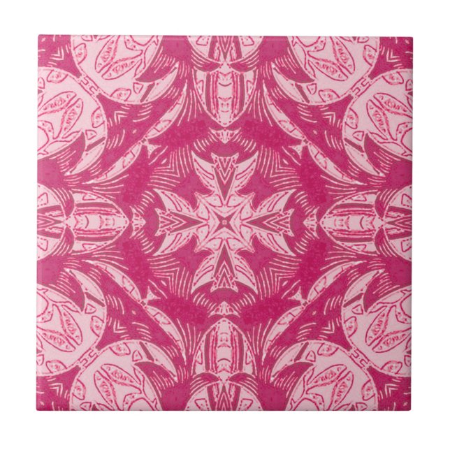 Soft Pink Abstract Floral Mandala Pattern  Tile (Front)
