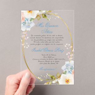 Soft pink acrylic Quinceañera Invitations