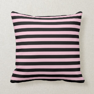 Soft Pink and Black Stripes Cushion