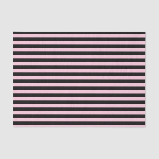 Soft Pink and Black Stripes Tissue Paper (Front)