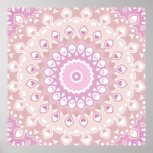 Soft Pink and Blush Mandala Pattern Poster