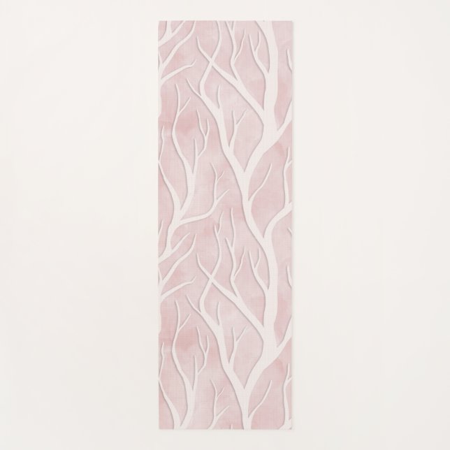 Soft Pink and Cream Tree Branches   Yoga Mat (Front)