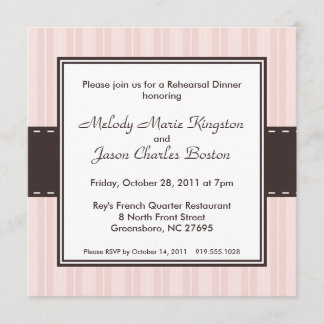 Soft Pink and Dark Brown Inset Square Invitations