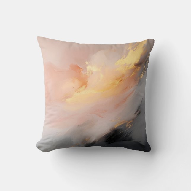 Soft Pink and Gold Abstract Decorative Pillow (Front)