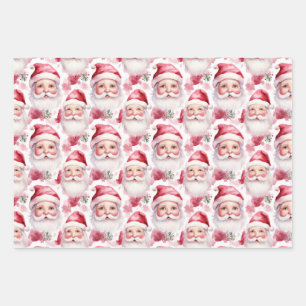Soft Pink and Green Christmas Wrapping Paper Sheet
