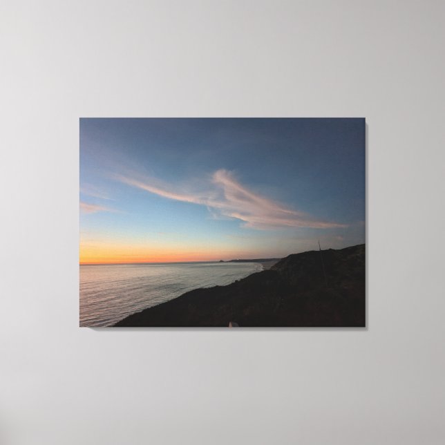 Soft pink and orange sunset in Cornwall Canvas Print (Front)