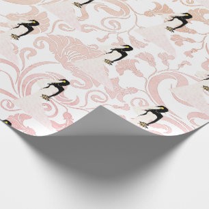 Soft Pink and Peach Botanical Bridal Wrapping Paper
