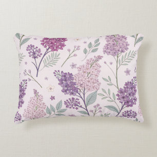 Soft Pink and Purple Lilac Floral Pattern Decorative Cushion