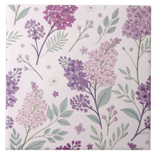 Soft Pink and Purple Lilac Floral Pattern   Tile