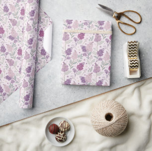 Soft Pink and Purple Lilac Floral Pattern   Wrapping Paper