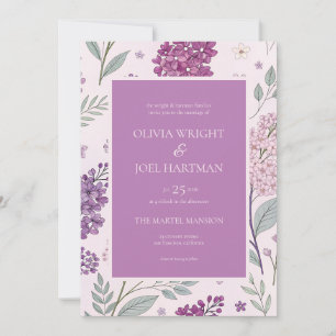 Soft Pink and Purple Lilac Floral Spring Invitation