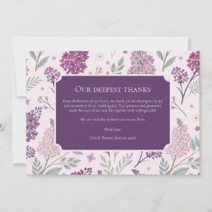Soft Pink and Purple Lilac Floral Wedding  Thank You Card