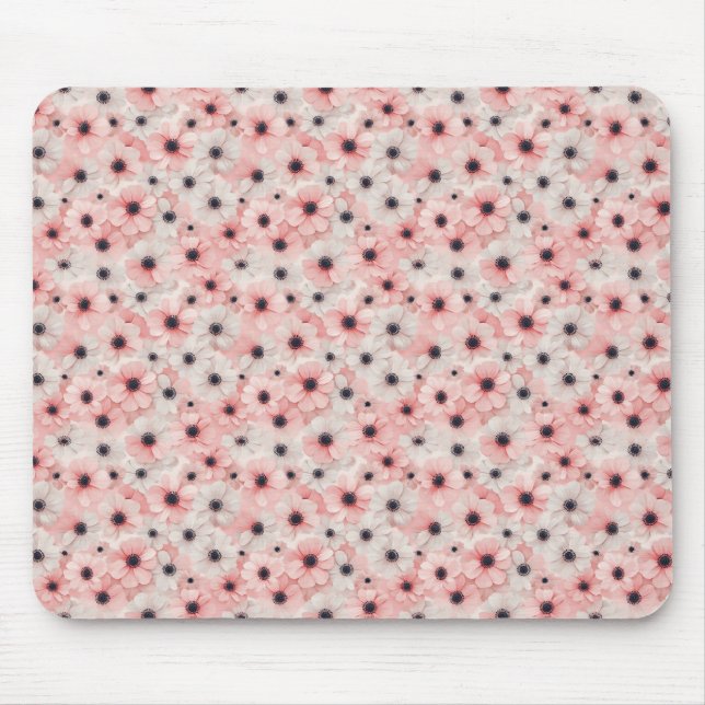 Soft Pink and White Anemone Flowers Mouse Mat (Front)