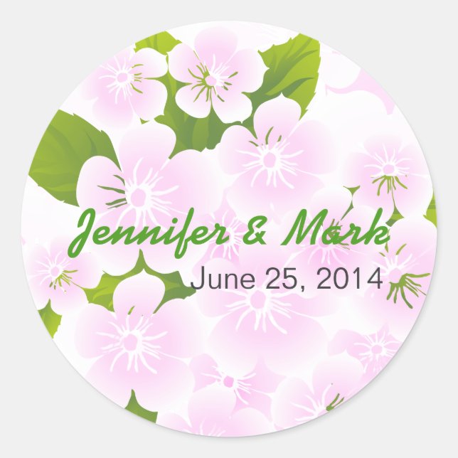 Soft Pink And White Flowers Classic Round Sticker (Front)
