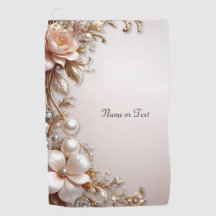 Soft Pink and White Flowers Golf Towel