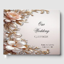 Soft Pink and White Flowers Guest Book