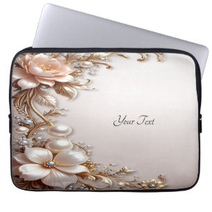 Soft Pink and White Flowers Laptop Sleeve
