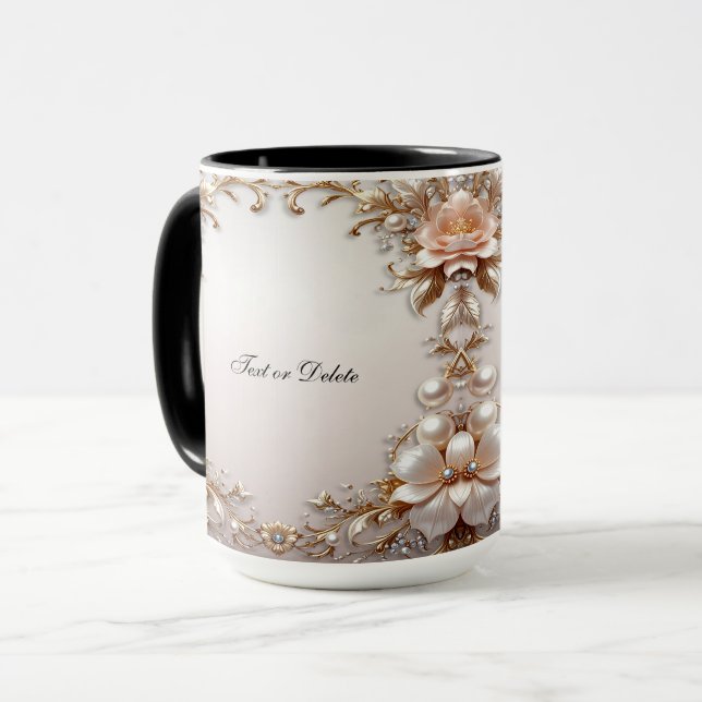 Soft Pink and White Flowers Mug (Front Left)