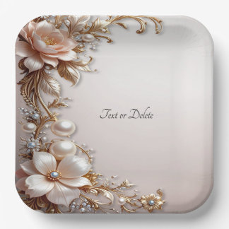 Soft Pink and White Flowers Paper Plate