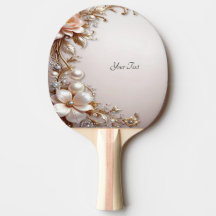 Soft Pink and White Flowers Ping Pong Paddle