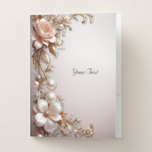 Soft Pink and White Flowers Pocket Folder