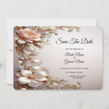 Soft Pink and White Flowers Save The Date
