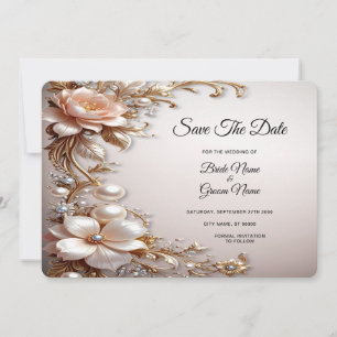 Soft Pink and White Flowers Save The Date